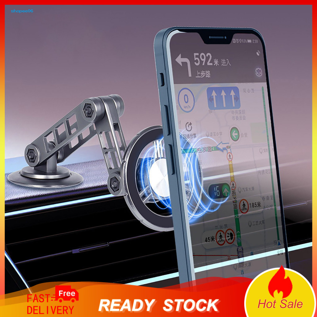 Alloy Robotic Arm Phone Holder Strong Suction Cup Magnetic for Car – Foldable Universal Cell Mount for Dashboard Gym M
