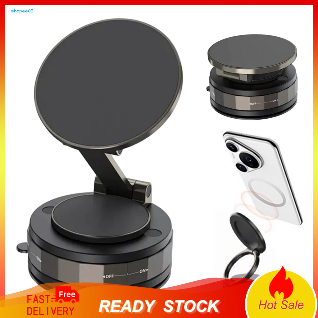 Foldable Phone Holder Magnetic Car for Magsafe 360° Rotatable Vacuum Suction Mount Bracket with Smartphones Secure Grip