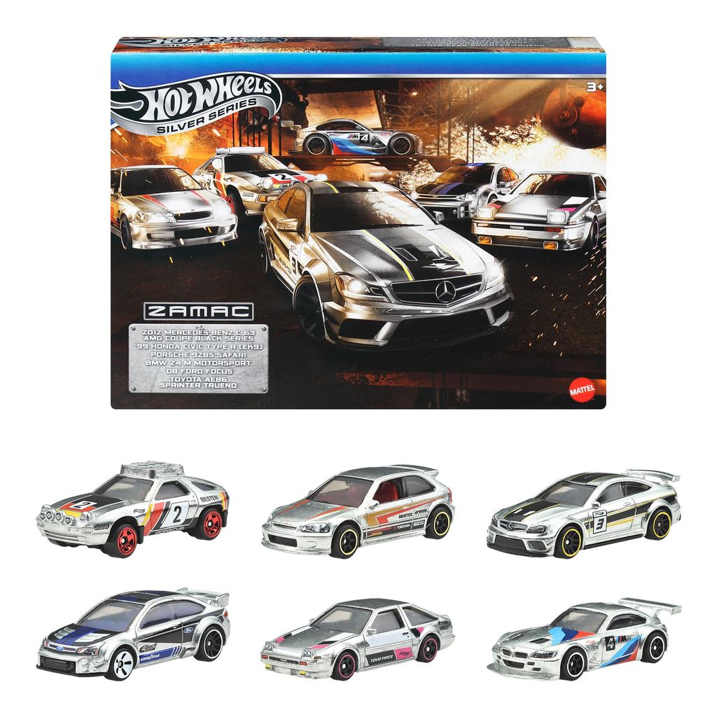 Hot Wheels Zamac Multi-Pack Vehicle Toy Set - Includes 6 Mini Cars, Suitable for Ages 3 and Up, Metal, JBY80