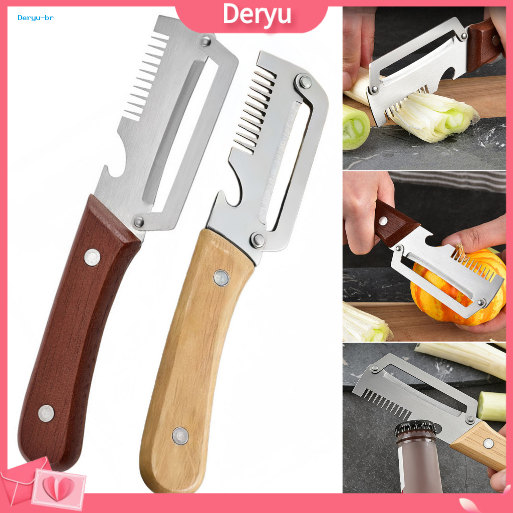 Wide Blade Peeler Stainless Steel 2-in-1 Vegetable Fruit with Wooden Handle Includes Bottle Opener – Quick and Easy Ki
