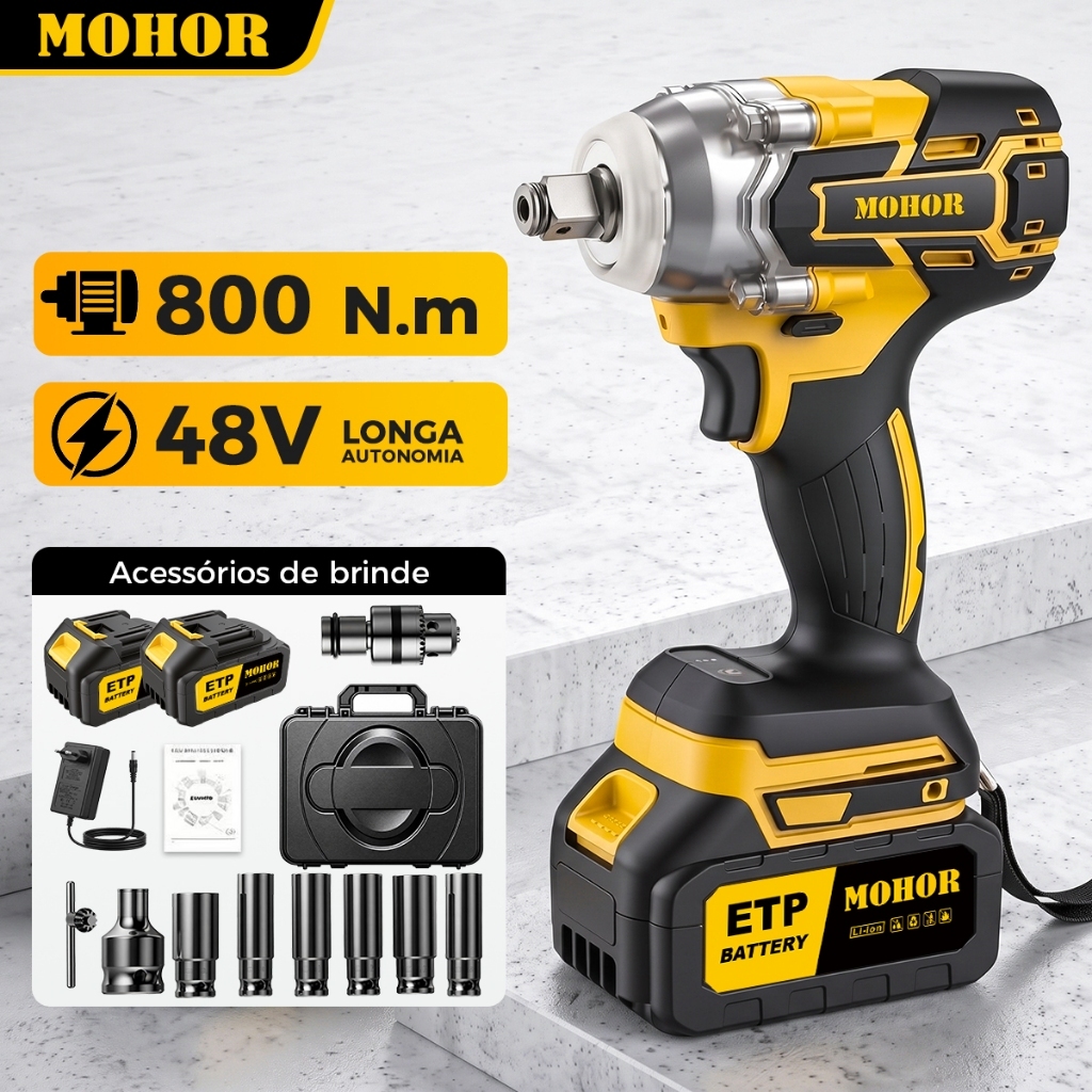 48V Cordless Electric Impact Wrench, Various Accessories, Includes 2 Batteries