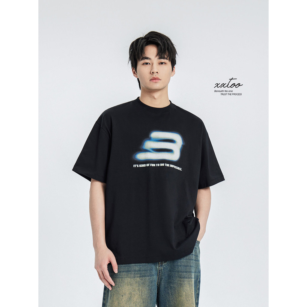[XXTOO] Solona Ice Silk Cool Feeling Summer Bajia Design Trendy All-Match Camiseta Solta Manga Curta Masculina
