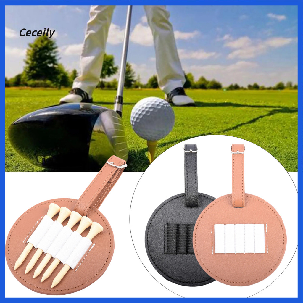 Golf Bag Hanging Buckle Storage Card Tee Holder Clip-on Organizer Pu Leather Ball Pouch with Stretch Strap Portable Vint
