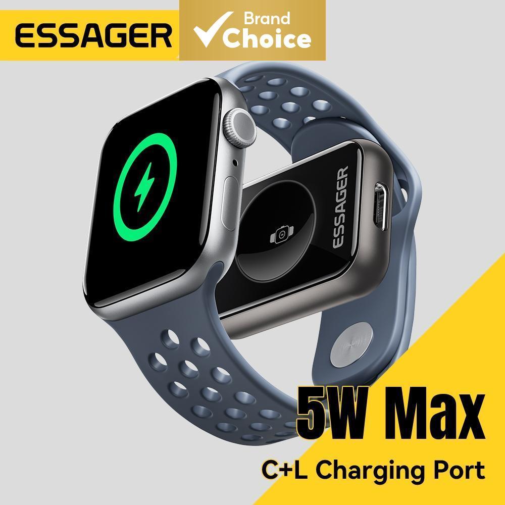 Carregador Sem Fio 2 Em 1 Essager 5W Para Apple Watch Type-C iOS Dock