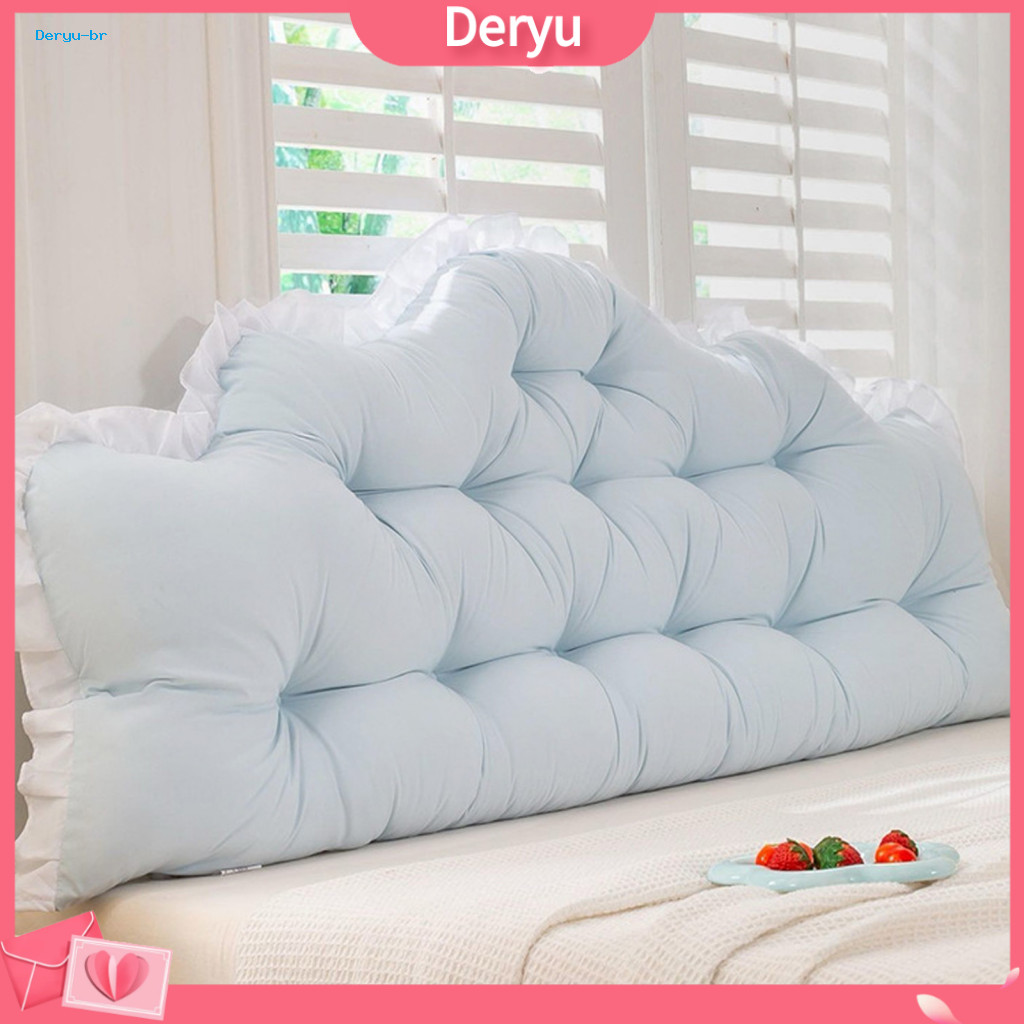 Wedge Pillow for Bed Headboard Gap Filler Crown Shape Cushion with Ruffle Trim – Comfortable for Dorm Reading Back Sup