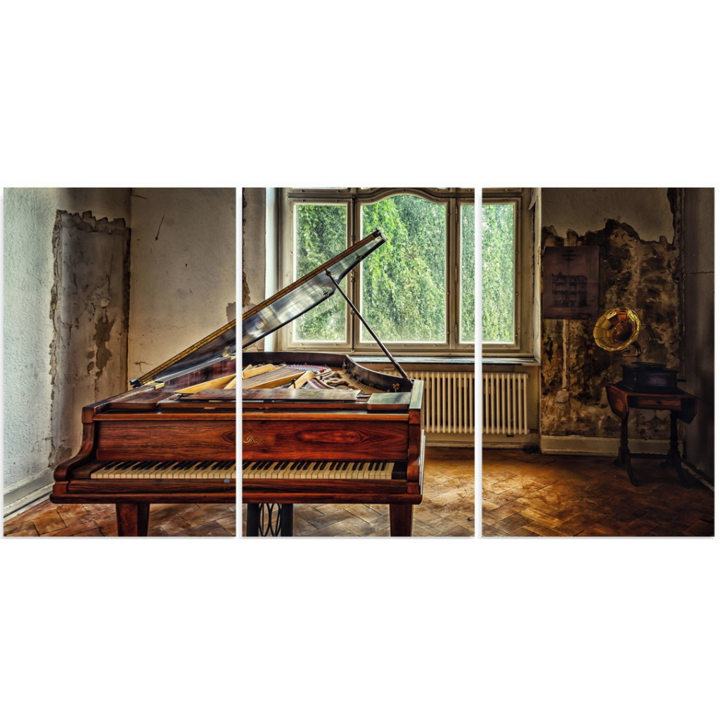 Quadro decorativo Sala de Piano Vintage Música Mosaico