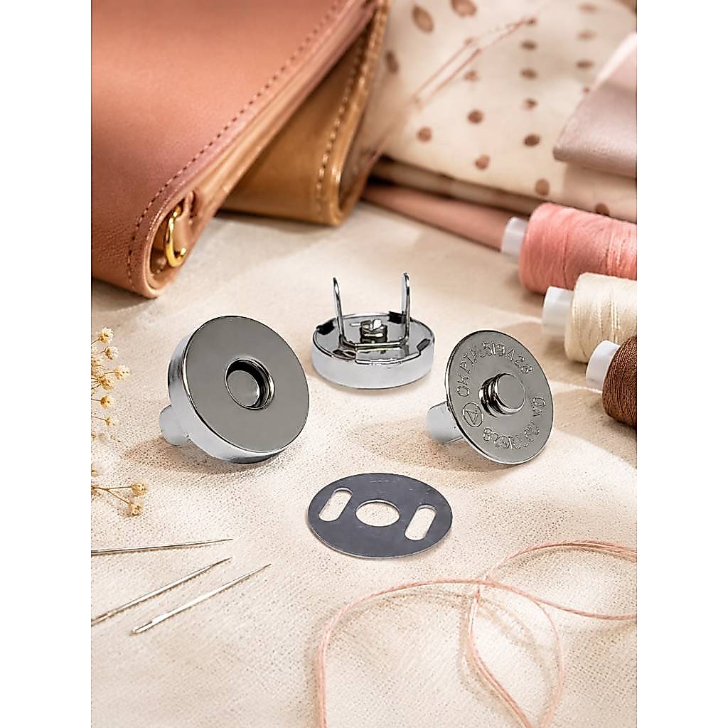 Kit 10 20 50 Botões Mágnetico 18mm Imantado P/ Costura Fecho Para Carteira Bolsa Níquel Brass