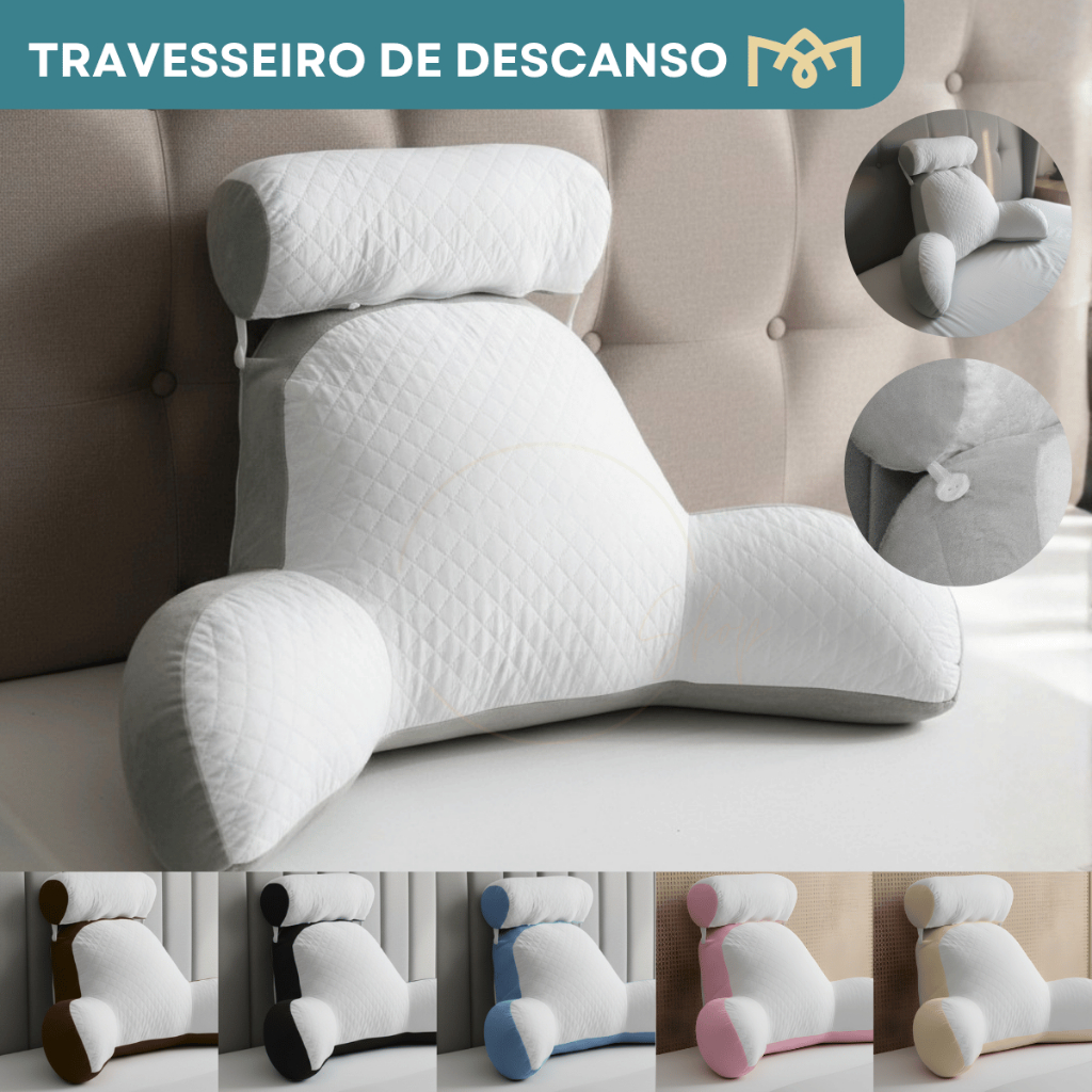 Travesseiro Descanso Almofada Ergonômico Ortopédico Multiuso Apoio Lombar Extra Resistente Premium