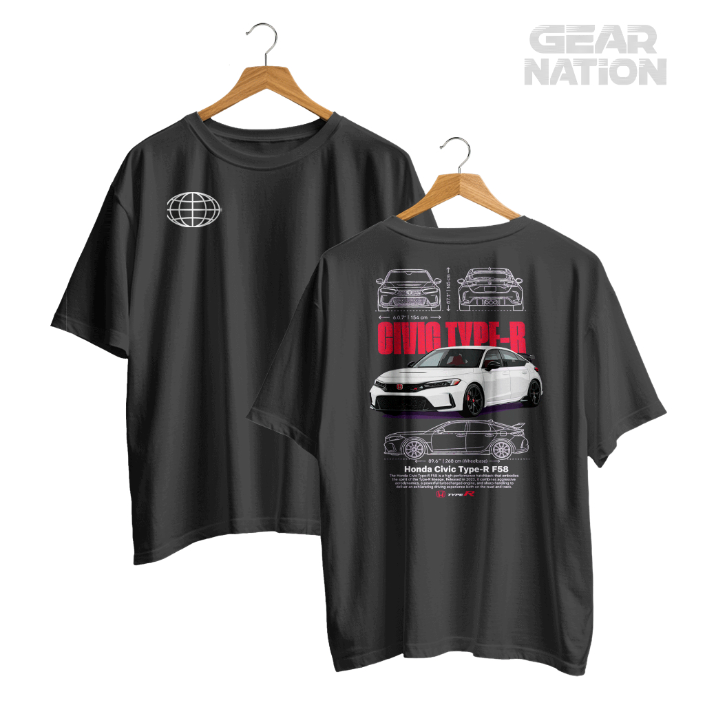 Camiseta Honda Civic Type R F58 Front-Wheel Drive Hyper Legend Exclusivo 100% Algodão Premium Oversized