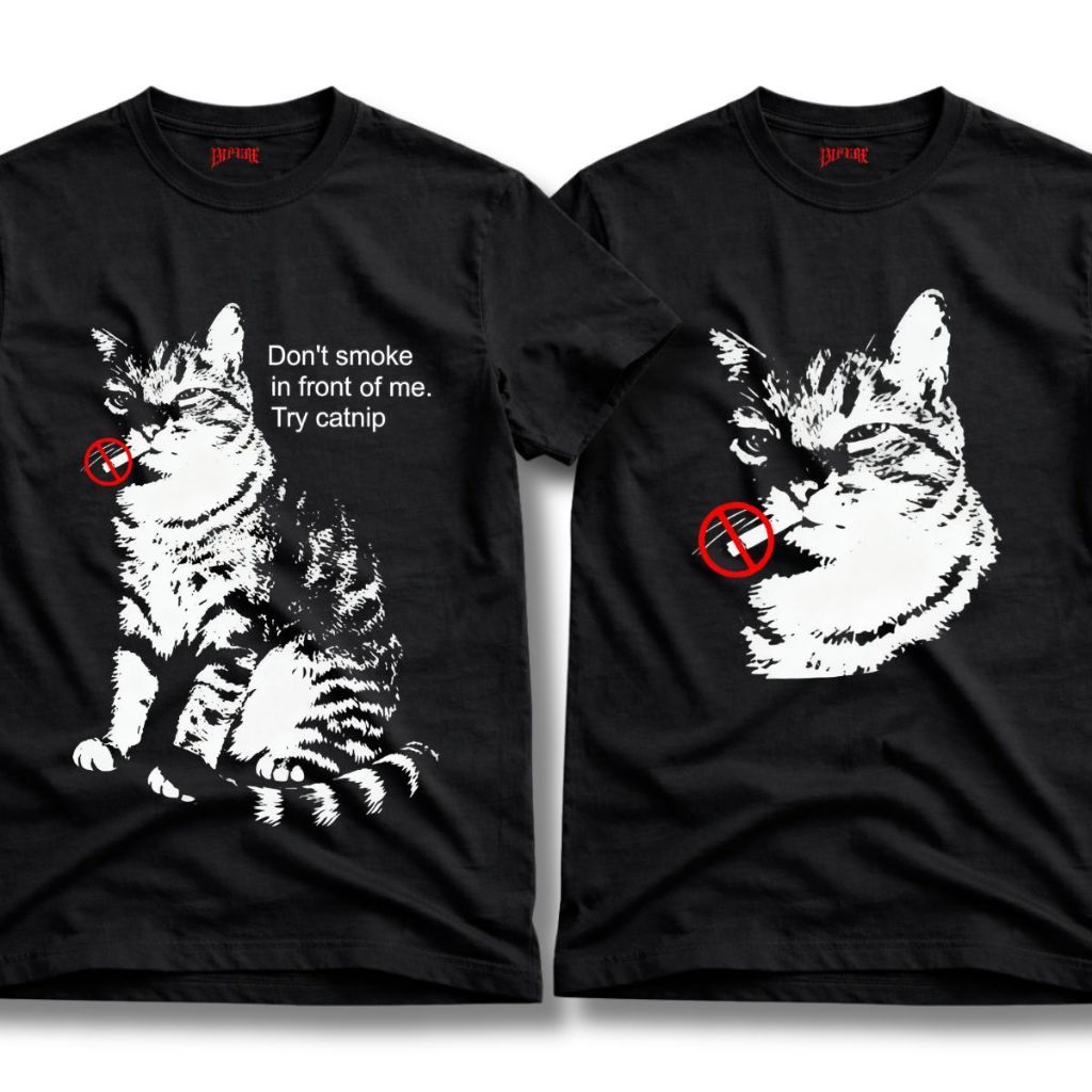 Camiseta Seu Drop Streetwear estampada gato meme dont smoke in front of me try catnip gato não fumar