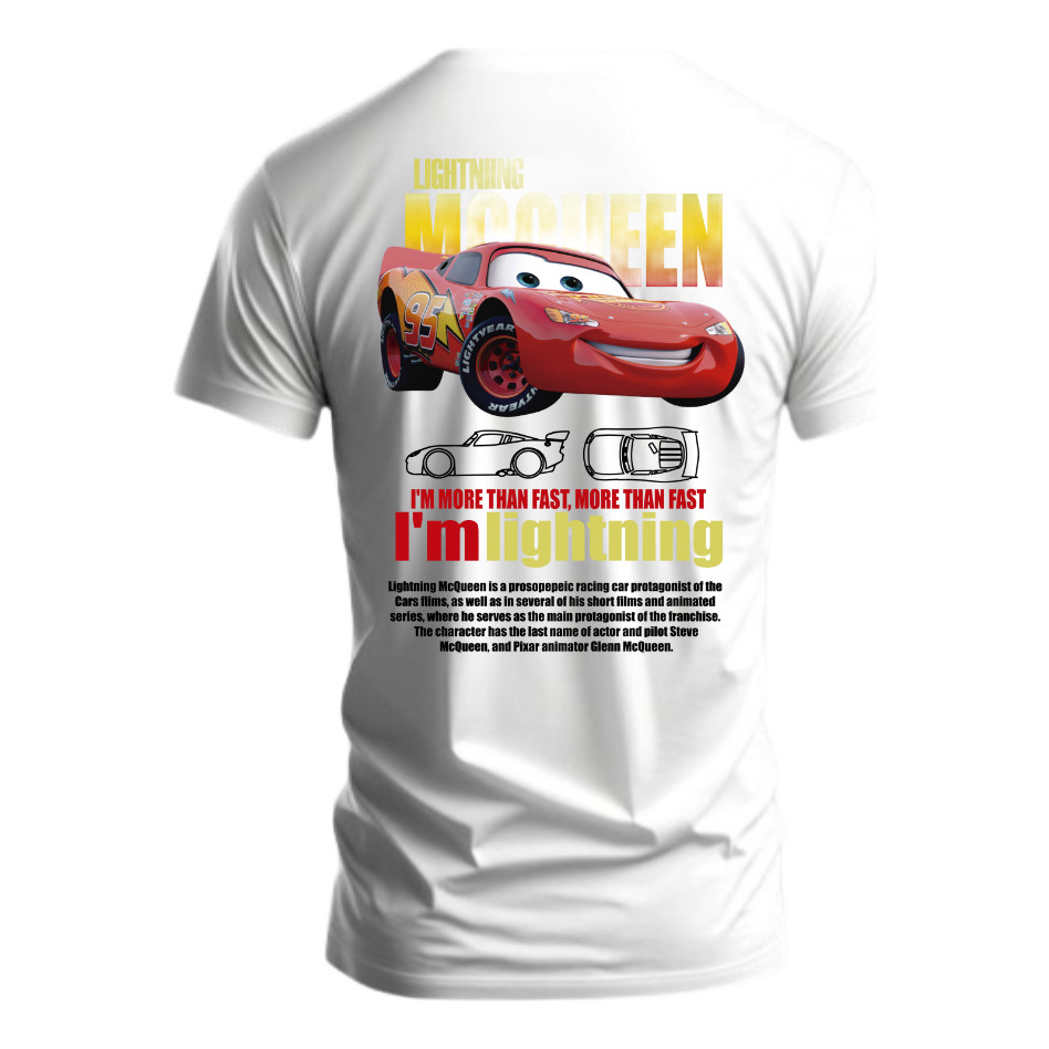 Camiseta Unissex moderna de algodão estampada Rayo Mcqueen Playa Front Y Espalda