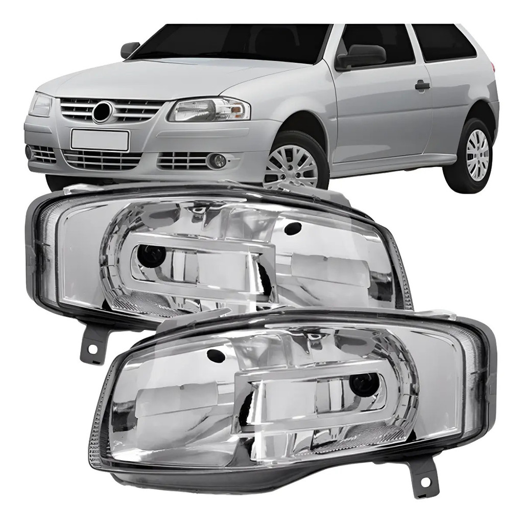 Farol Gol G4 2004 A 2008 Cromado Tyc Top De Linha