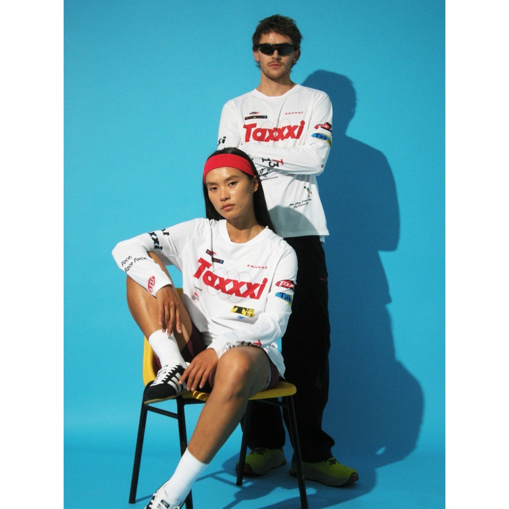 HotSale Taxxi Multi Logo Letter Front Print Manga Longa 100 % Algodão Camiseta Homens Mulheres Soltas Cidade Correndo Es