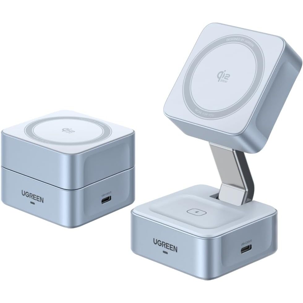 Suporte ( 2 em 1 ) UGREEN magnético dobrável ângulo ajustável de carregamento sem fio MagSafe Qi2 25W