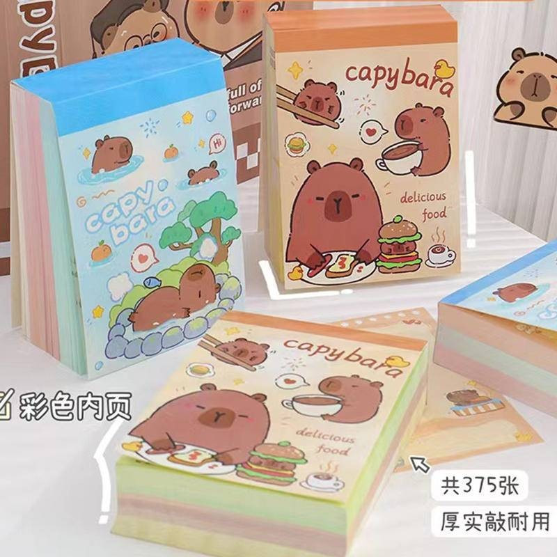 375Zhang/Set Capybara cartoon sticky notes Large-capacity message note decoration Cute DIY Diary