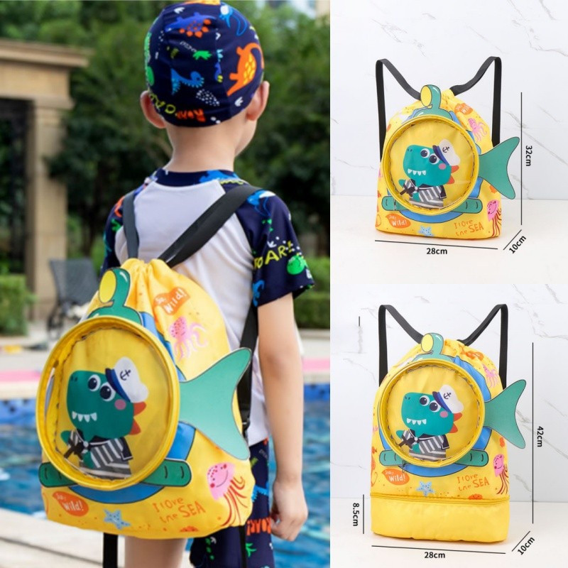 Children Cartoon Wet Dry Separation Fitness Bag Portable Large Capacity Swimming Backpack