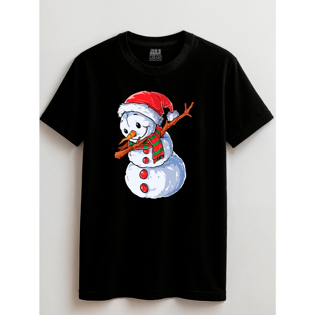Camiseta Boneco de Neve Dab T-Shirt 100% Algodão Natal Juvenil e Infantil 2 ao 16 anos Unissex