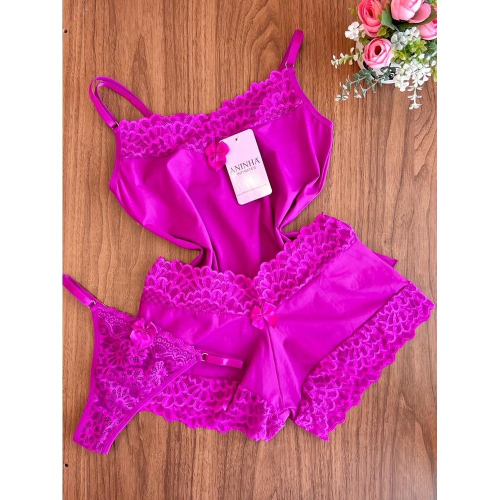 KIT Baby Doll Color + Calcinha - Odalisca