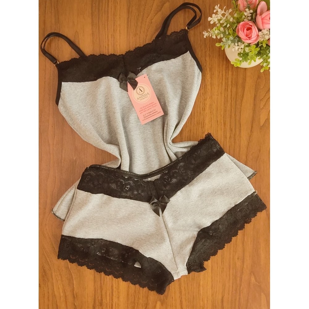 Baby Doll Cotton - Mescla com Preto