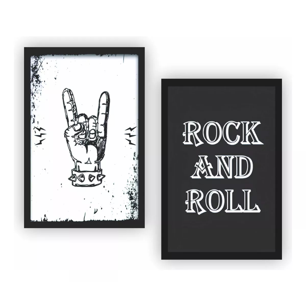 Conjunto Quadros Decorativos 2 Peças 20x30 Rock And Roll