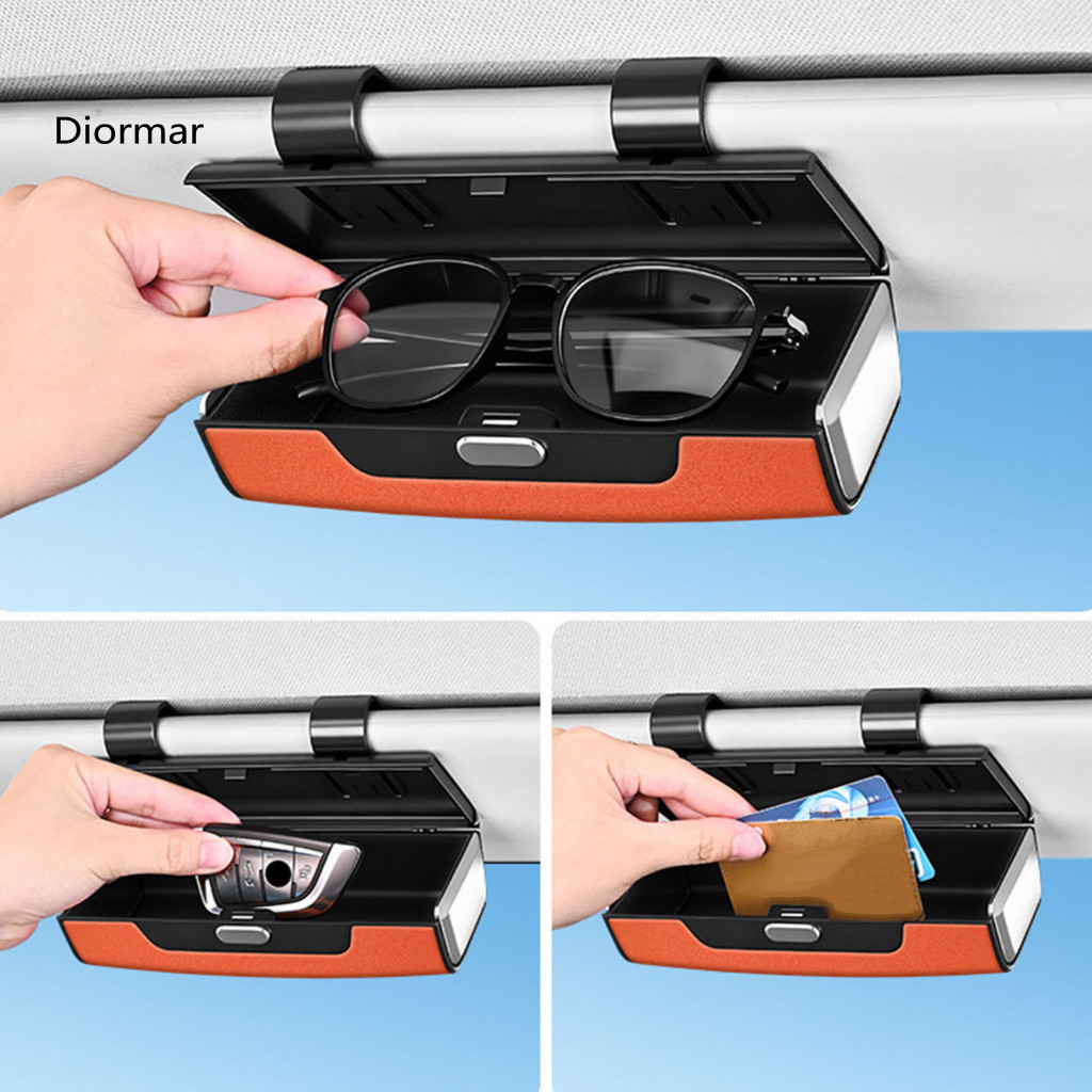 Car Sunglasses Holder Vehicle Sun Visor Case Storage Box with Magnetic Lock Shockproof Protective Eyeglasses Soft Velvet
