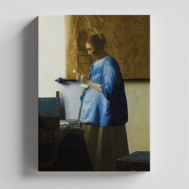 Quadro Canvas Woman in blue reading a letter Borda Infinita 60x90cm