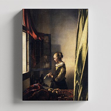 Quadro Canvas Girl reading a letter at the window Borda Infinita 60x90cm