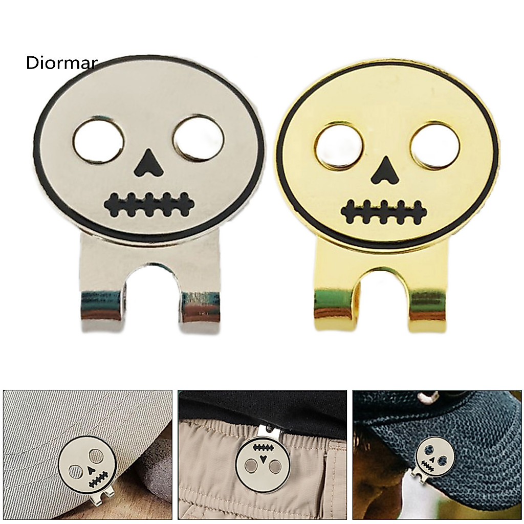 Round Golf Hat Clip Non-deformable Magnetic Ball Marker with Skull Design – Durable Metal Pants Bag Visor Belt for Gol