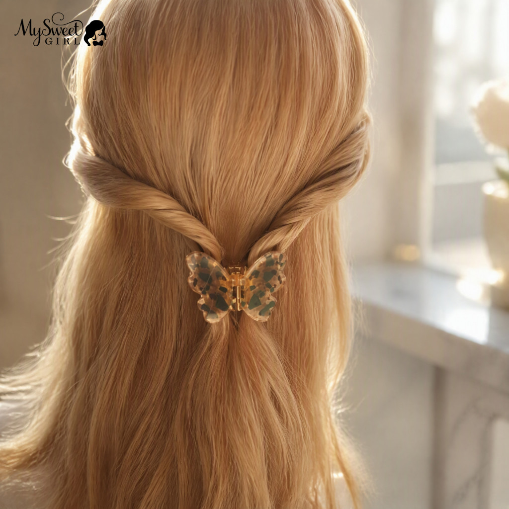 Butterfly Hair Claw Portable Pins Magnetic Clips for Women Girls – Strong Hold Non-slip 2-in-1 for Thick Thin Stylish