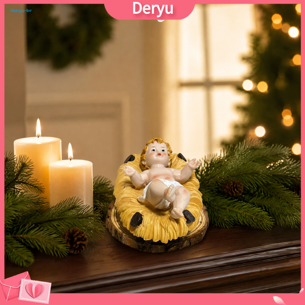 Christmas Decorations Christ Manger Statue Hand-painted Baby Jesus – Small Easter Nativity Figurine Creche Decor for H