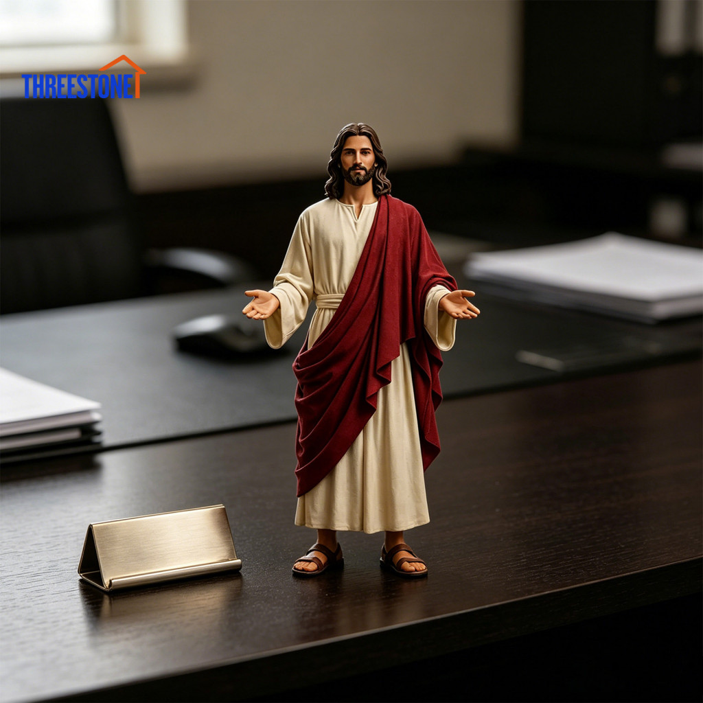 Figurine Inspirational Christian Gift 5 Inch Hand-painted Jesus with Open Arms – Resin Statue for Home Decor Spiritual