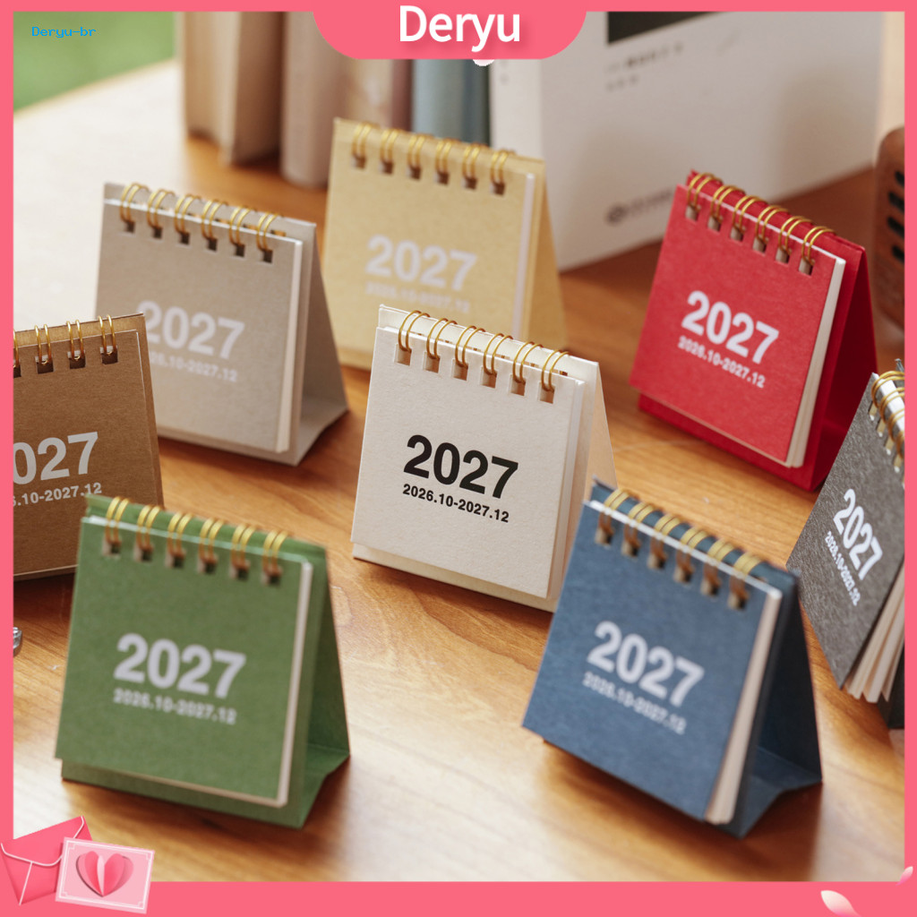 Small Standing Calendar for Desk Mini 2027 2026-2027 14-month Flip with Twin-wire Binding for Home for Southeast