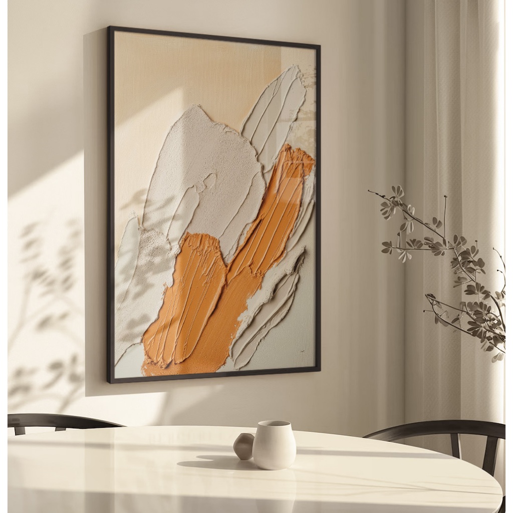 Quadro Moderno Abstrato Grande Quadro Com Moldura Vidro Quadro Decorativo Sala Espatuladas De Tinta