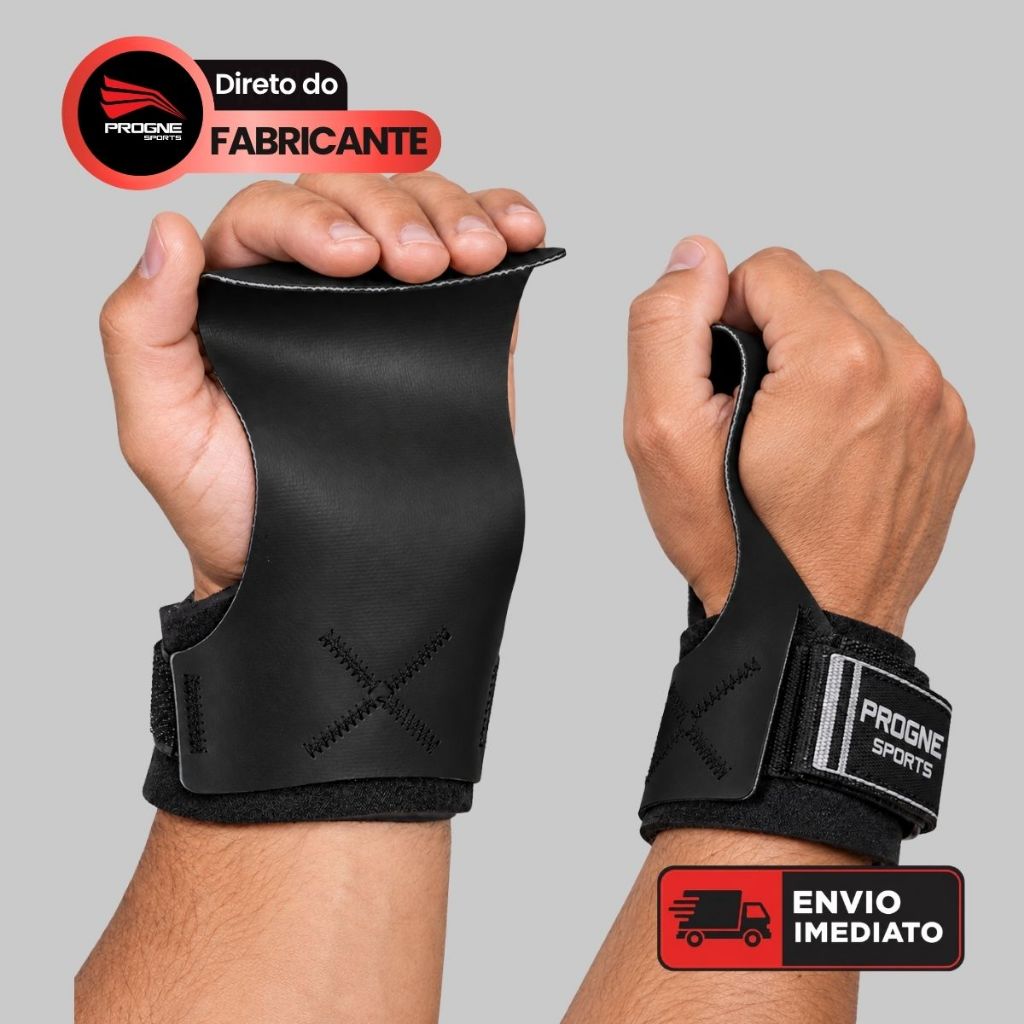 Luva Grip X Pro Crossfit - Lona Dupla Face Munhequeira Aço - Progne Sports - Firmeza na Barra - Treino Funcional Caliste