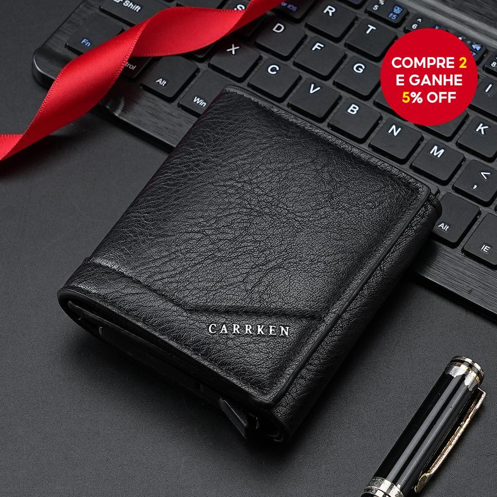 Novo Porta-Cartões Manual Tri-Fold Estiloso - Carteira Vertical Unissex com Múltiplos Slots para Cartões e Bolso para