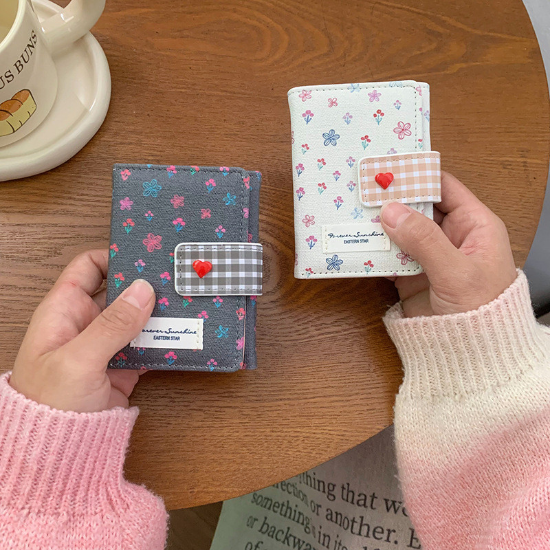 Senhoras pequena carteira ins coreano simples moda senhoras Tri-fold carteira de grande capacidade Caibu