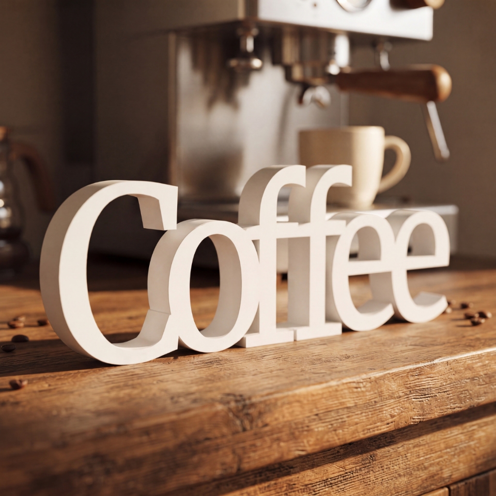 Letreiro Coffee 20cm Palavra Decorativa 3D - Enfeite Coffee Station, Cafeteria e Cantinho Gourmet
