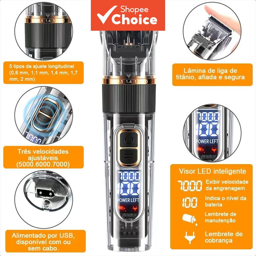 S1 Professional High Power Pet Grooming Clipper 20W Sem Fio Recarregável Para Cães