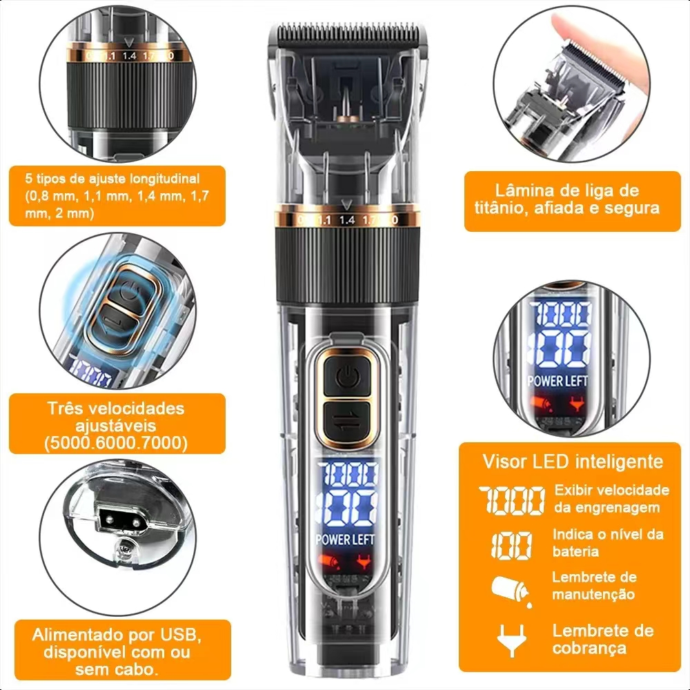 S1 Professional High Power Pet Grooming Clipper 20W Sem Fio Recarregável Para Cães