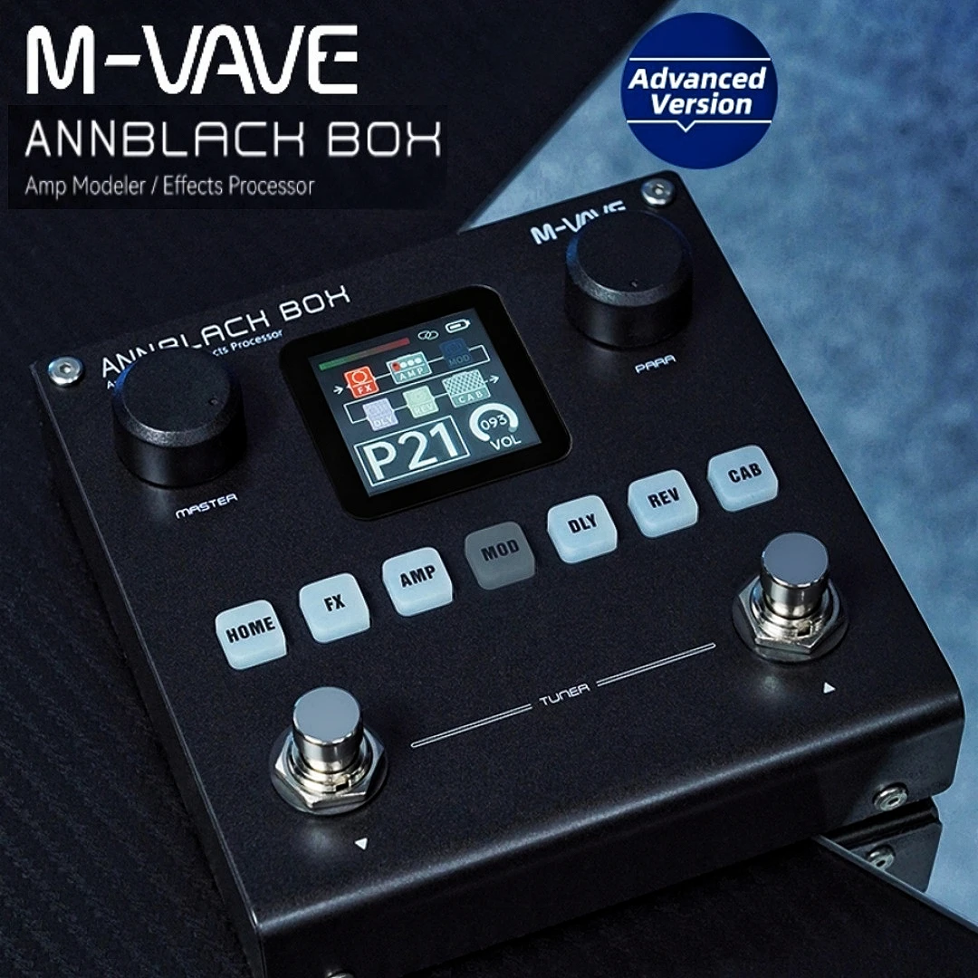 M-VAVE Annblackbox Multi Effects Pedal Guitarra Bass Amp Simulator 80 Predefinições Editáveis 6 FX Bateria Embutida Port