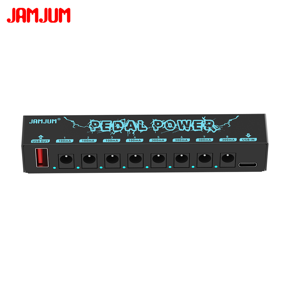 JAMJUM Multi Port Effector Fonte De Alimentação Circuito Isolado Caixa De Metal Type C Entrada USB 5V Saída Para Guitarr