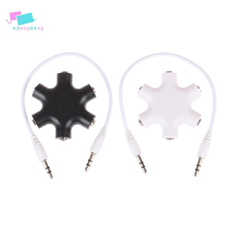 Abongbanghn 6 * 3.5mm Way Multi Port Hub Aux Headphone ja Splitter Conversor De Cabo De Áudio Agradável