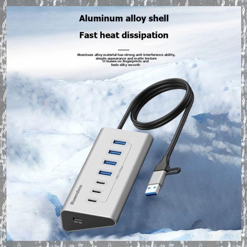 [Tanqr] Hub De Estação De Acoplamento USB 3.0 De 5 Gbps Type C Splitter Adaptador De Transferência De Dados Multi 7 Port