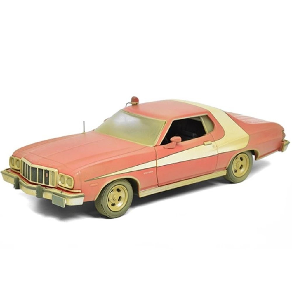Miniatura Carro Ford Gran Torino (1976) - Starsky e Hutch - Polícia - Hollywood - Versão Suja - 1:24 - Greenlight