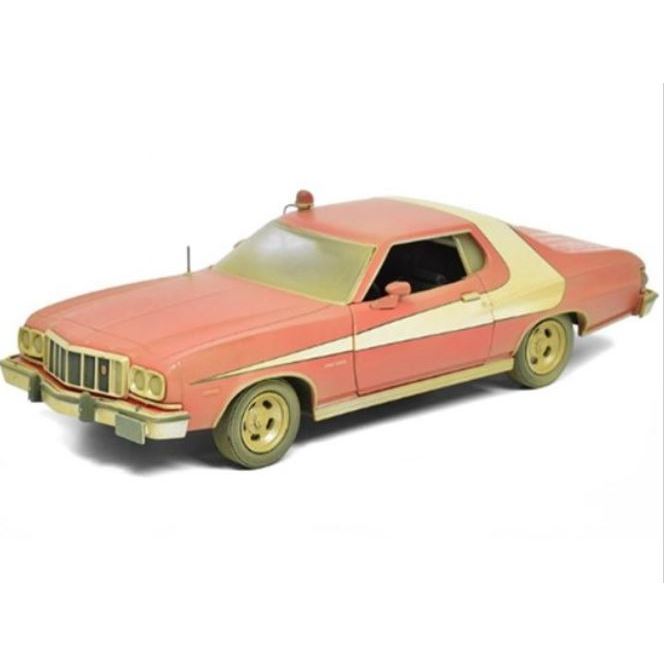 Miniatura Carro Ford Gran Torino (1976) - Starsky e Hutch - Polícia - Versão Suja - 1/24