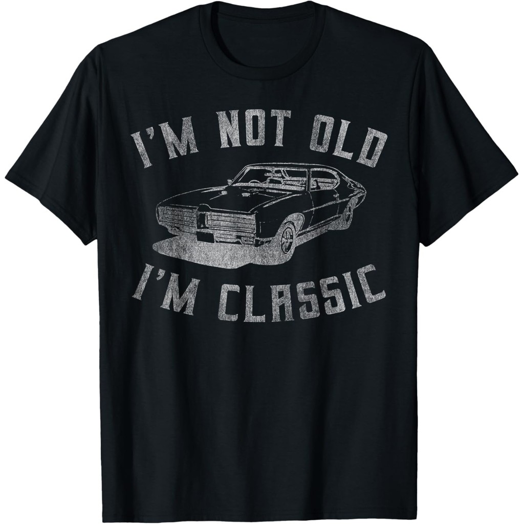 Camiseta Unissex Oversized Plus Size Feminina Masculina I'm Not Old I'm Classic Funny Car Graphic - Mens & Womens Short