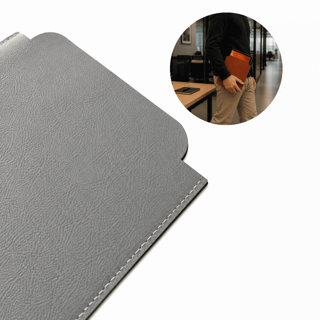 Capa Case Para Tablet Ipad Couro Ecológico Cinza Claro
