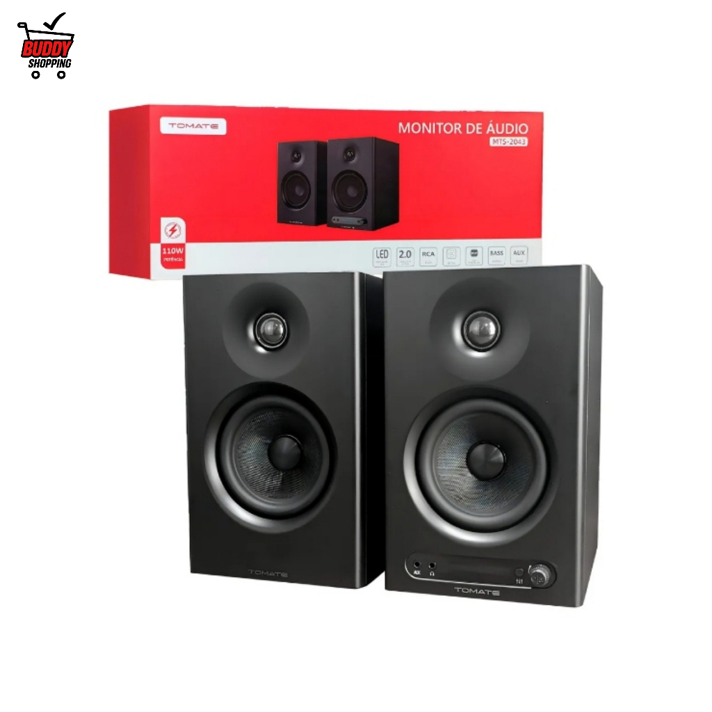 Monitor de Audio Caixa de Som Bluetooth 110W Potencia Entrada Optica RCA para TV e PC MTS-2043