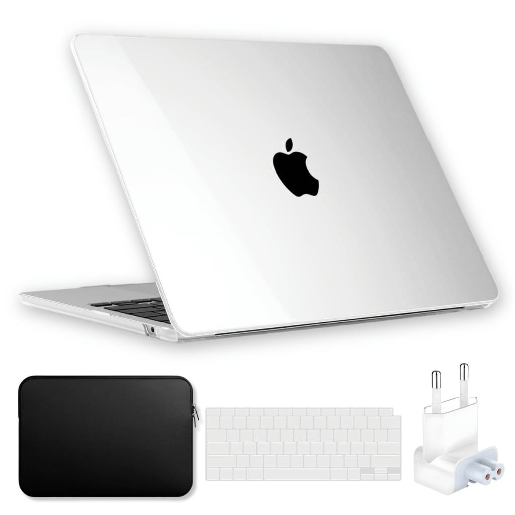 Capa Para MacBook Air 13 M1 Touch ID 2019 Até 2021 Kit Case +Neoprene +Protetor Teclado Clean +Plug