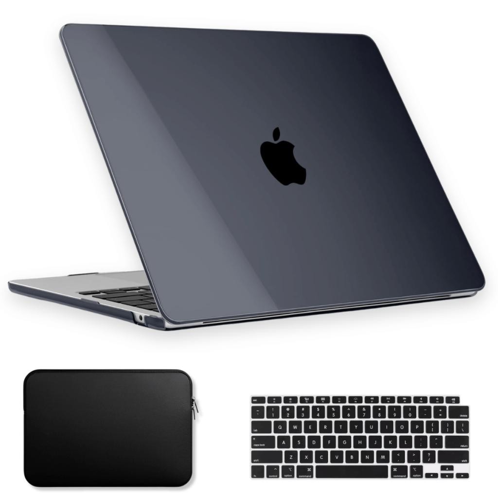 Kit Capa Para MacBook Air 13 Pol Touch ID M1 Mod: A2337 Hard Case + Neoprene + Capa de Teclado Preta